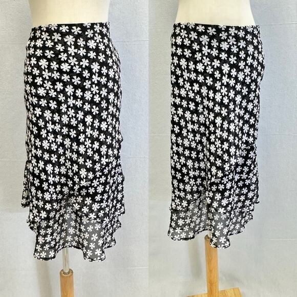Vintage Y2k Soft Works Petites black & white  layered knee length skirt size 2 - Picture 15 of 15